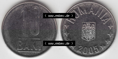 Münzen Rumänien Umlaufmünze 2005-2012, 10 Bani 2005, Bild mit horizontaler Vollansicht als Bildmaterial Sammlung
