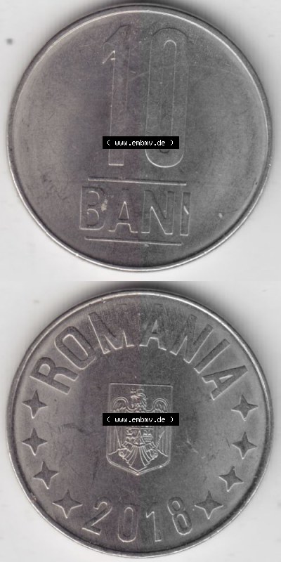 Münzen Rumänien Umlaufmünze 2018-Heute, 10 Bani Kursmünze 2018, Münzseiten Vertikal für Mobile-Geräte als Bildmaterial Sammlung