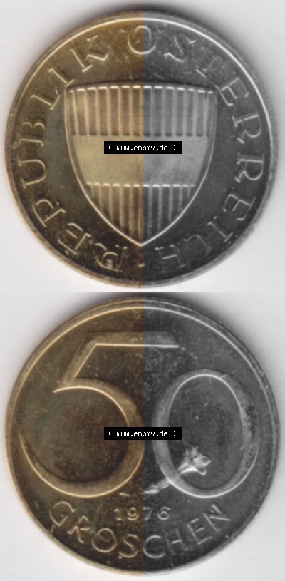 Münzen Österreich Umlaufmünze 1959-2001, 50 Groschen 1976, Münze aus Österreich -.-.- Sammlung