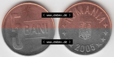 Münzen Rumänien Umlaufmünze 2005-2012, 5 Bani 2005, Bild mit horizontaler Vollansicht als Bildmaterial Sammlung