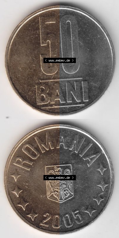 Münzen Rumänien Umlaufmünze 2005-2012, 50 Bani 2005, Münzseiten Vertikal für Mobile-Geräte als Bildmaterial Sammlung