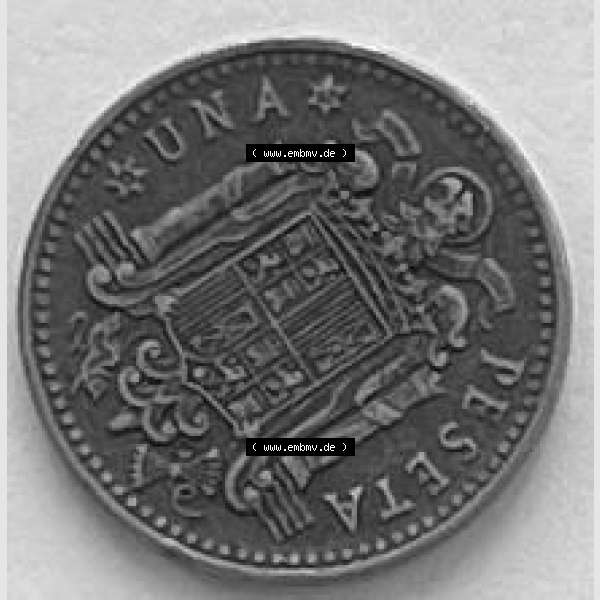 Grau bzw. s/w Münzen aus Spanien 1 PTAS 1966 (0012) Sammlung Graustufen