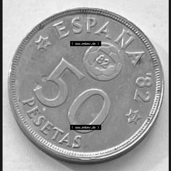 Grau bzw. s/w Münzen aus Spanien 50 PTAS 1980 (0016) Sammlung Graustufen