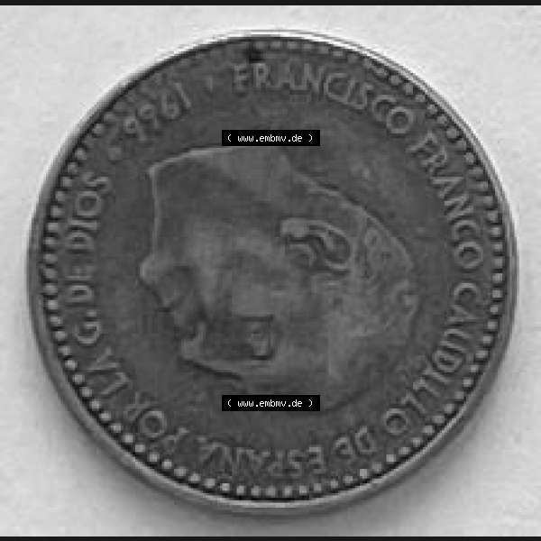 Grau bzw. s/w Münzen aus Spanien 1 PTAS 1966 (0011) Sammlung Graustufen