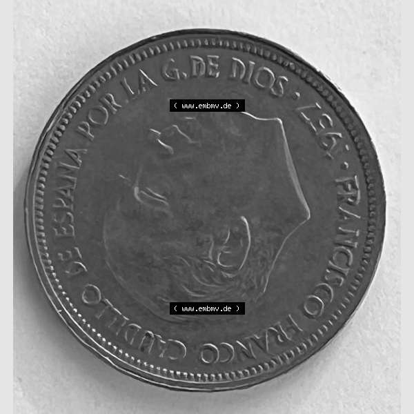 Grau bzw. s/w Münzen aus Spanien 50 PTAS 1957 (0007) Sammlung Graustufen
