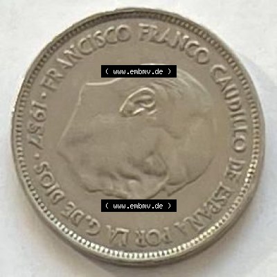 Münzen aus Spanien 25 PTAS 1957 (0018) Sammlung