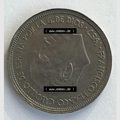 Münzen aus Spanien 50 PTAS 1957 (0007) Sammlung