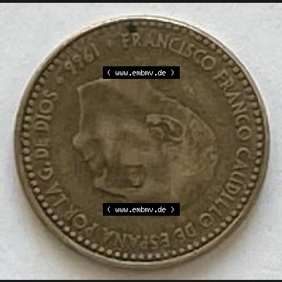 Münzen aus Spanien 1 PTAS 1966 (0011) Sammlung