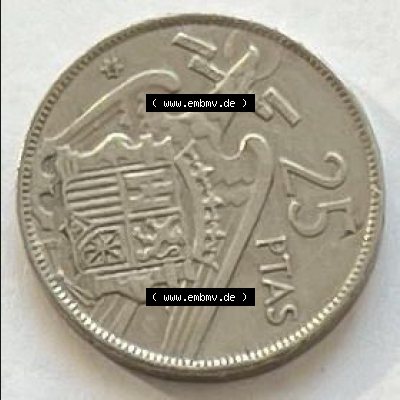 Münzen aus Spanien 25 PTAS 1957 (0017) Sammlung