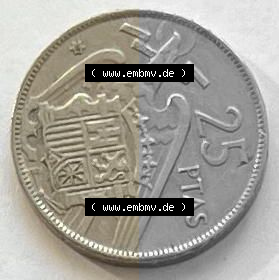 Münzen aus Spanien 25 PTAS 1957 (0017) Sammlung