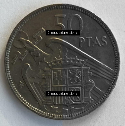 Münzen aus Spanien 50 PTAS 1957 (0008) Sammlung