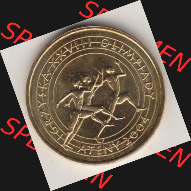 Münzen Polen Gedenkmünze 2004-2004, 2 Zloty, XXVIII. Olympische Sommerspiele in Athen 2004. Polnische Münze mit Nennwert von 2 Zloty, 2 Zloty sind in Euro... Sammlung