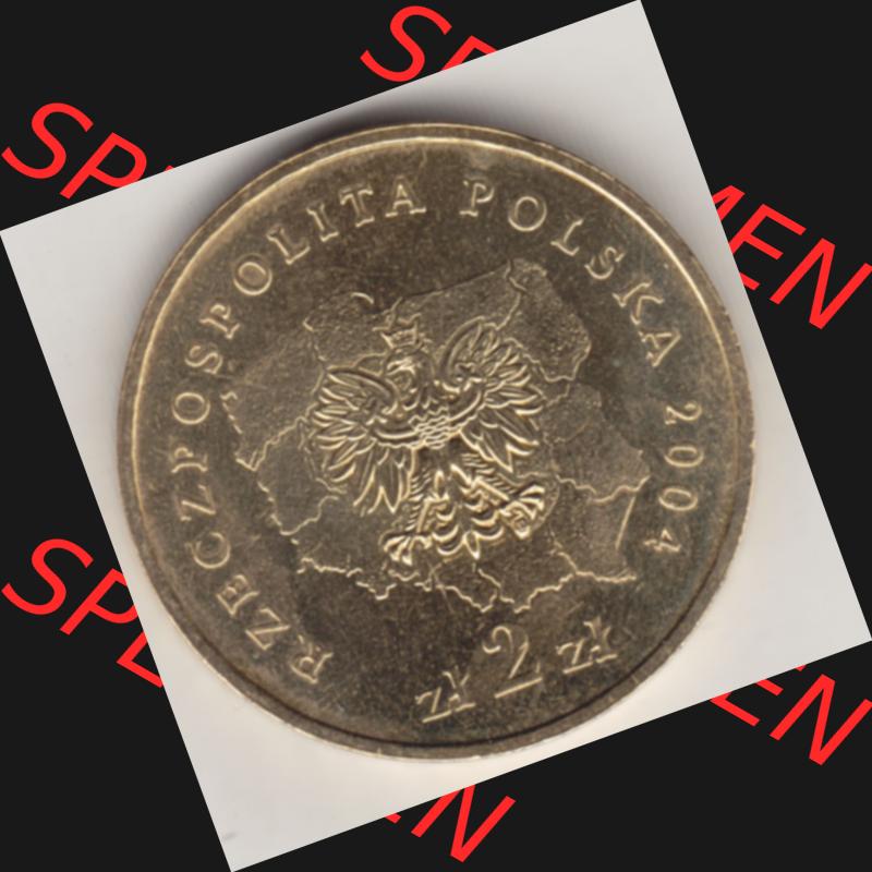 Münzen Polen Gedenkmünze 2004-2004, 2 Zloty, Województwo Kujawsko-Pomorskie. Nominal-Wert-Seite mit einer Zahlkraft 2 Zloty einer Polnische Münze / Gedenkmünze... Sammlung