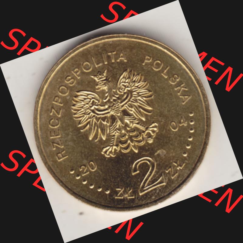 Münzen Polen Gedenkmünze 2004-2004, 2 Zloty, XXVIII. Olympische Sommerspiele in Athen 2004. Nominal-Wert-Seite mit einer Zahlkraft 2 Zloty einer Polnische Münze... Sammlung