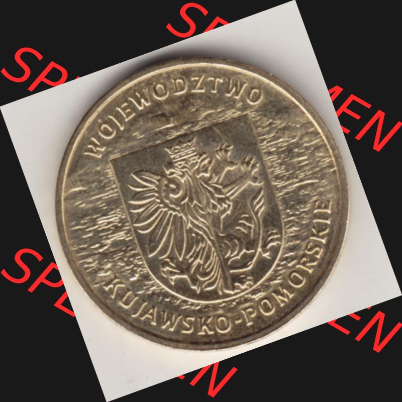 Münzen Polen Gedenkmünze 2004-2004, 2 Zloty, Województwo Kujawsko-Pomorskie. Polnische Münze mit Nennwert von 2 Zloty, 2 Zloty sind in Euro Umgerechnet 46... Sammlung