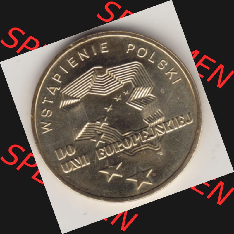 Münzen Polen Gedenkmünze 2004-2004, 2 Zloty, Wstapienie Polski, Do Unii Europejskiej. Polnische Münze mit Nennwert von 2 Zloty, 2 Zloty sind in Euro Umgerechnet... Sammlung