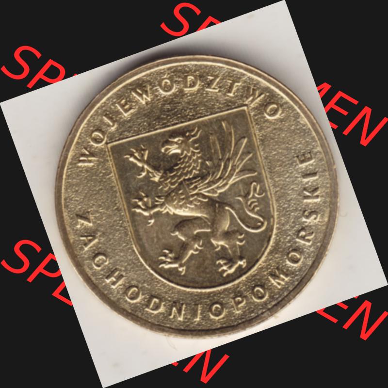 Münzen Polen Gedenkmünze 2005-2005, 2 Zloty, Województwo Zachodniopomorskie. Polnische Münze mit Nennwert von 2 Zloty, 2 Zloty sind in Euro Umgerechnet 46... Sammlung