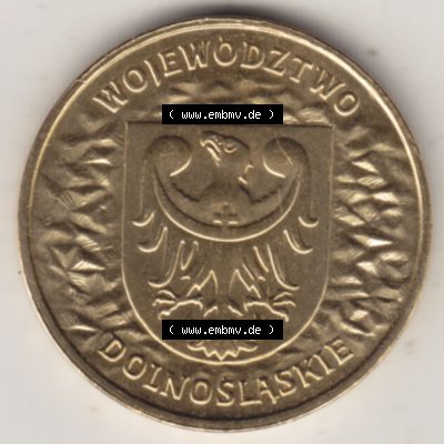 Münzen Polen Gedenkmünze 2004-2004, 2 Zloty, Województwo Dolnoslaskie. Polnische Münze mit Nennwert von 2 Zloty, 2 Zloty sind in Euro Umgerechnet 46 Euro-Cent... Sammlung