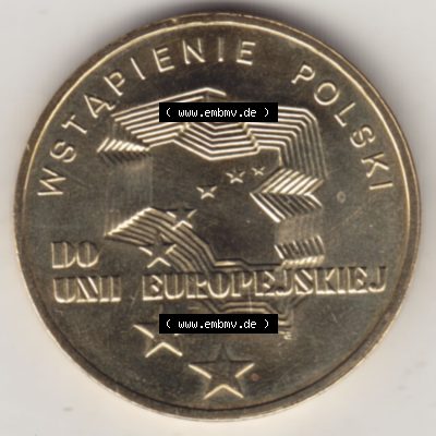 Münzen Polen Gedenkmünze 2004-2004, 2 Zloty, Wstapienie Polski, Do Unii Europejskiej. Polnische Münze mit Nennwert von 2 Zloty, 2 Zloty sind in Euro Umgerechnet... Sammlung