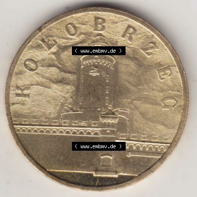 Münzen Polen Gedenkmünze 2005-2005, 2 Zloty, Kolobrzeg. Polnische Münze mit Nennwert von 2 Zloty, 2 Zloty sind in Euro Umgerechnet 46 Euro-Cent / 0,46... Sammlung