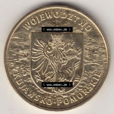 Münzen Polen Gedenkmünze 2004-2004, 2 Zloty, Województwo Kujawsko-Pomorskie. Polnische Münze mit Nennwert von 2 Zloty, 2 Zloty sind in Euro Umgerechnet 46... Sammlung