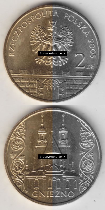 2 Zloty, Gniezno, Polnische Münze, Polnische Münze Sammlung