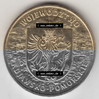 2 Zloty, Województwo Kujawsko-Pomorskie, Polnische Münze Sammlung