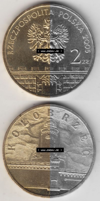 2 Zloty, Kolobrzeg, Polnische Münze, Polnische Münze Sammlung