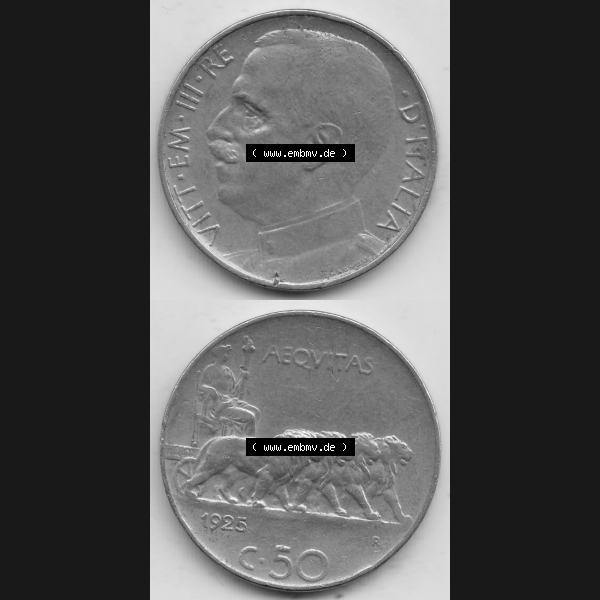 Grau bzw. s/w Alte Münzen KMS Italien / Italia, Kursmünzensatz - Zusammenstellung 1908-1943, mit Münze 1919-1935, 50 Centesimi, Cent Viktor Emanuel III. , VITT... Sammlung Graustufen