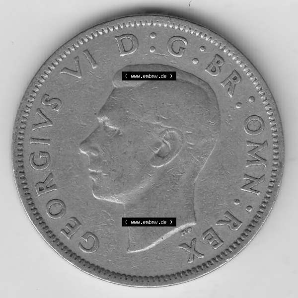 Grau bzw. s/w Münzen Großbritannien Umlaufmünze 1949-1951, 2 Schilling - Shillings 1949-1 (1) Sammlung Graustufen