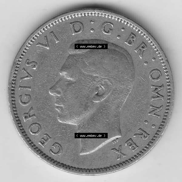 Grau bzw. s/w Münzen Großbritannien Umlaufmünze 1947-1948, 2 Schilling - Shillings 1948-1 (1) Sammlung Graustufen