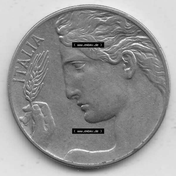 Grau bzw. s/w Alte Münzen KMS Italien / Italia, Kursmünzensatz - Zusammenstellung 1908-1943, mit Münze 1908-1935, 20 C. Centesimi, Cent, 1920-1. Vorderseite... Sammlung Graustufen
