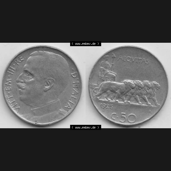Grau bzw. s/w Alte Münzen KMS Italien / Italia, Kursmünzensatz - Zusammenstellung 1908-1943, mit Münze 1919-1935, 50 Centesimi, Cent Viktor Emanuel III. , VITT... Sammlung Graustufen