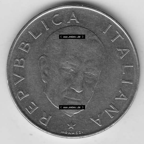 Grau bzw. s/w Bildmaterial von Münzen aus Italien / Italia Gedenkmünzen 1974-1974, 100 Lire, 100. Geburtstag von Guglielmo Marconi (1874-1974)-1. Vorderseite einer alten... Sammlung Graustufen