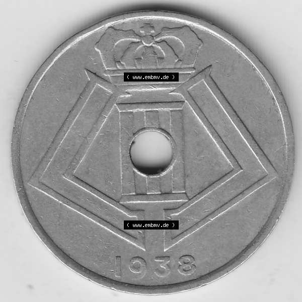 Grau bzw. s/w Alte Münzen KMS Belgien, Kursmünzensatz / KMS - Zusammenstellung 1938-1940, mit Münze 1938-1939, 25 C, Centime, BELGIQUE - BELGIE 1938-1. Rückseite... Sammlung Graustufen