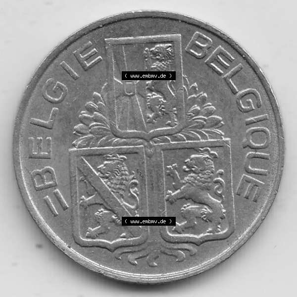 Grau bzw. s/w Alte Münzen KMS Belgien, Kursmünzensatz / KMS - Zusammenstellung 1938-1940, mit Münze 1939-1940, 1 FR, Franken, BELGIE - BELGIQUE 1940-1. Vorderseite... Sammlung Graustufen