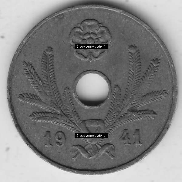 Grau bzw. s/w Alte Münzen KMS Finnland, Kursmünzensatz 1941-1943, 5 Penny, Penniä, Kupfer 1941-1. Vorderseite einer Münze aus KMS / Kursmünzen bzw.... Sammlung Graustufen