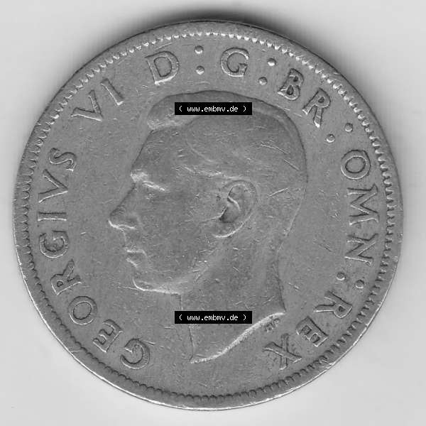 Grau bzw. s/w Münzen Großbritannien Umlaufmünze 1947-1948, 2 Schilling - Shillings 1949-2 (1) Sammlung Graustufen