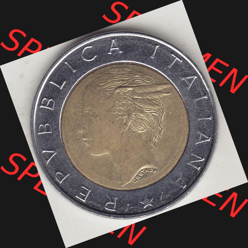 Bildmaterial von Münzen aus Italien / Italia Gedenkmünzen 1997-1997, 500 Lire, 50 Jahre Staatspolizei (1947-1997), POLIZIA DI STATO POLIZIA STRADALE R.... Sammlung