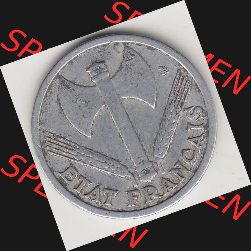 Münzen Frankreich Umlaufmünze 1942-1944, 1 Franken - Francs 1943-1. Vorderseite der alten französischen Umlaufmünze aus Frankreich in der Francs-Währung zum katalogisieren... Sammlung