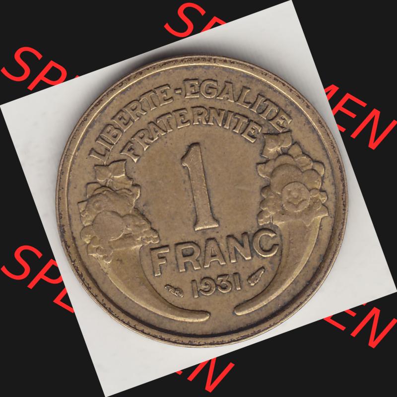 Münzen Frankreich Umlaufmünze 1931-1941, 1 Franken, 1 Franc, 1931-1 LIBERTE EGALITE FRATERNITE. Rückseite der alten französischen Umlaufmünze aus Frankreich... Sammlung