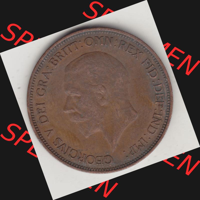 Münzen Großbritannien Umlaufmünze 1928-1936, 1 One Penny, 1936-3, George V. BM GEORGIVS V DEI GRABRITTOMNREX FIDDEFINDIMP. Vorderseite der alten britischen... Sammlung