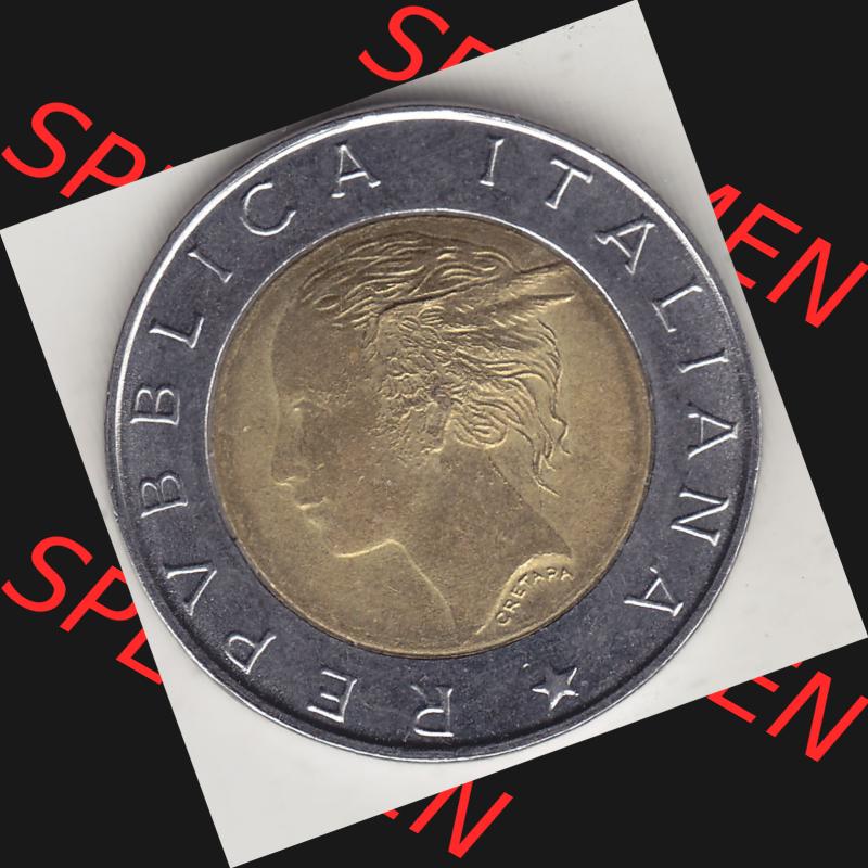 Bildmaterial von Münzen aus Italien / Italia Gedenkmünzen 1997-1997, 500 Lire, 50 Jahre Staatspolizei (1947-1997), POLIZIA DI STATO POLIZIA STRADALE R-2.... Sammlung