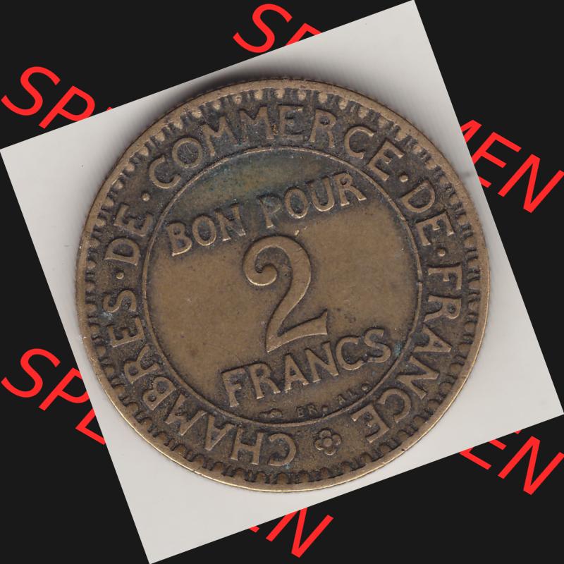 Münzen Frankreich Umlaufmünze 1920-1927, 2 Francs - Franken 1923. Rückseite der alten französischen Umlaufmünze aus Frankreich in der Francs-Währung zum katalogisieren... Sammlung