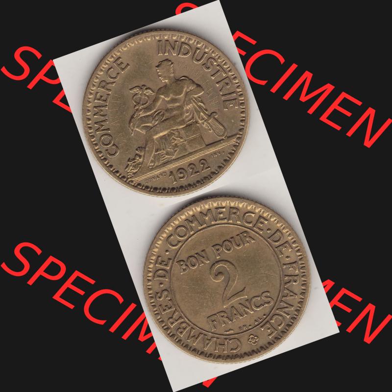 Münzen Frankreich Umlaufmünze 1920-1927, 2 Francs - Franken 1922-1. Vorderseite und Rückseite vertikal auf einen digitalen Bild der alten französischen Umlaufmünze... Sammlung