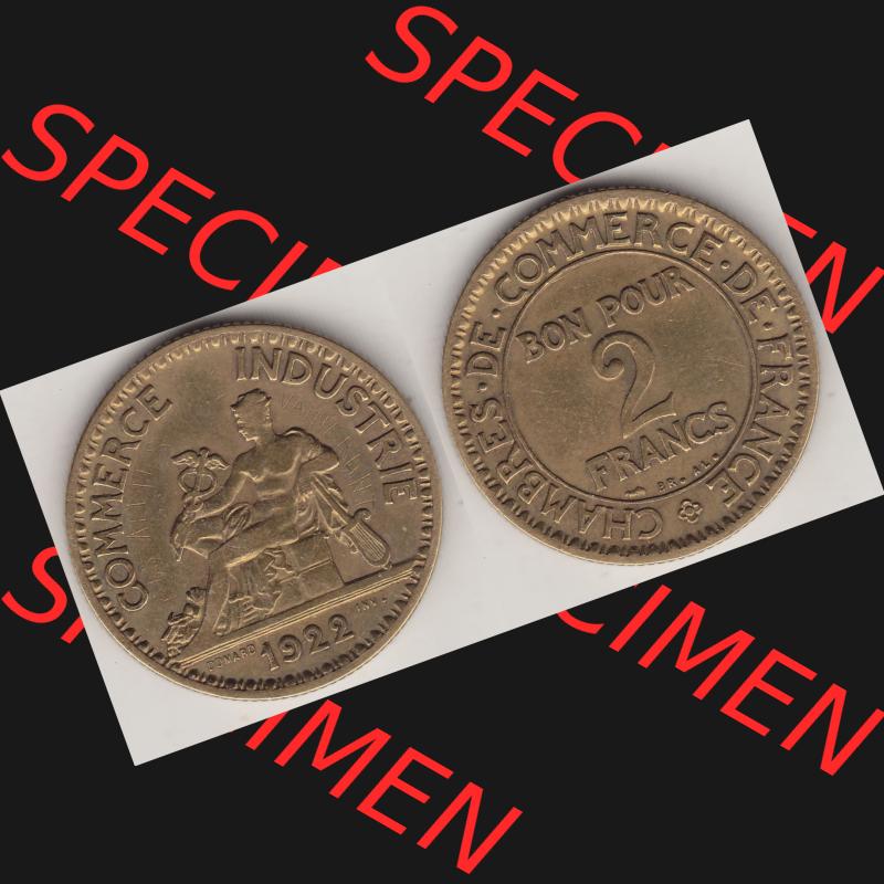 Münzen Frankreich Umlaufmünze 1920-1927, 2 Francs - Franken 1922-1. Vorderseite und Rückseite horizontal auf einen digitalen Bild der alten französischen Umlaufmünze... Sammlung