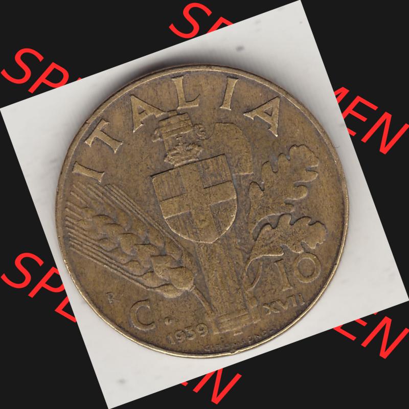 Alte Münzen KMS Italien / Italia, Kursmünzensatz - Zusammenstellung 1908-1943, mit Münze 1939-1943, 10 Centesimi, Cent, Viktor Emanuel III. VITT... Sammlung