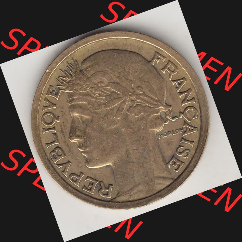 Münzen Frankreich Umlaufmünze 1931-1941, 2 Franken 1938-1 LIBERTE EGALITE FRATERNITE. Vorderseite der alten französischen Umlaufmünze aus Frankreich in der Francs-Währung... Sammlung