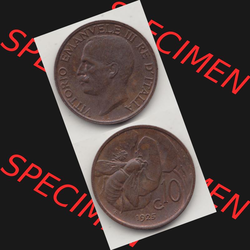Alte Münzen KMS Italien / Italia, Kursmünzensatz - Zusammenstellung 1908-1943, mit Münze 1919-1937, 10 Centesimi, Cent, Viktor Emanuel III. A.... Sammlung