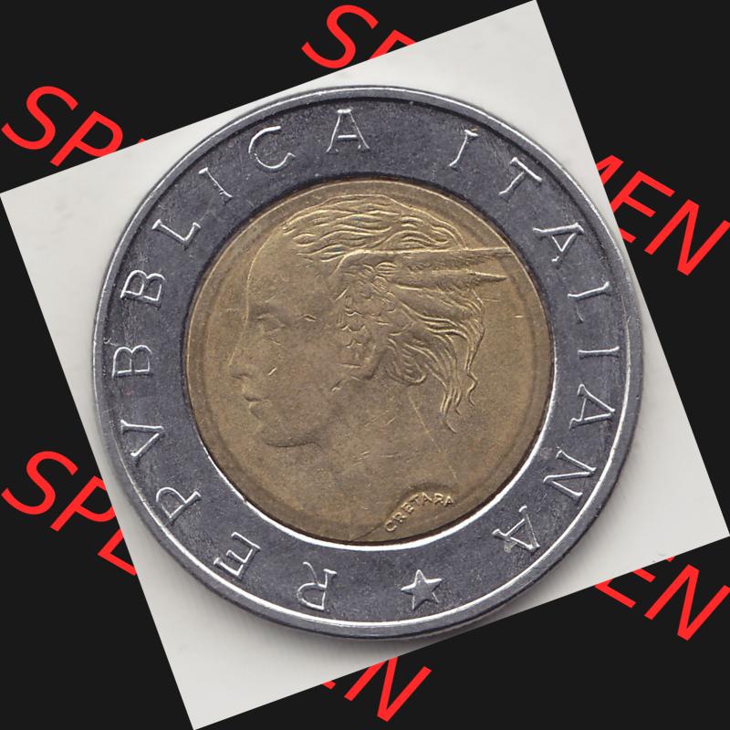 Bildmaterial von Münzen aus Italien / Italia Gedenkmünzen 1994-1994, 500 Lire, 500. Geburtstag von Luca Pacioli (1494-1994)-2. Vorderseite einer alten... Sammlung